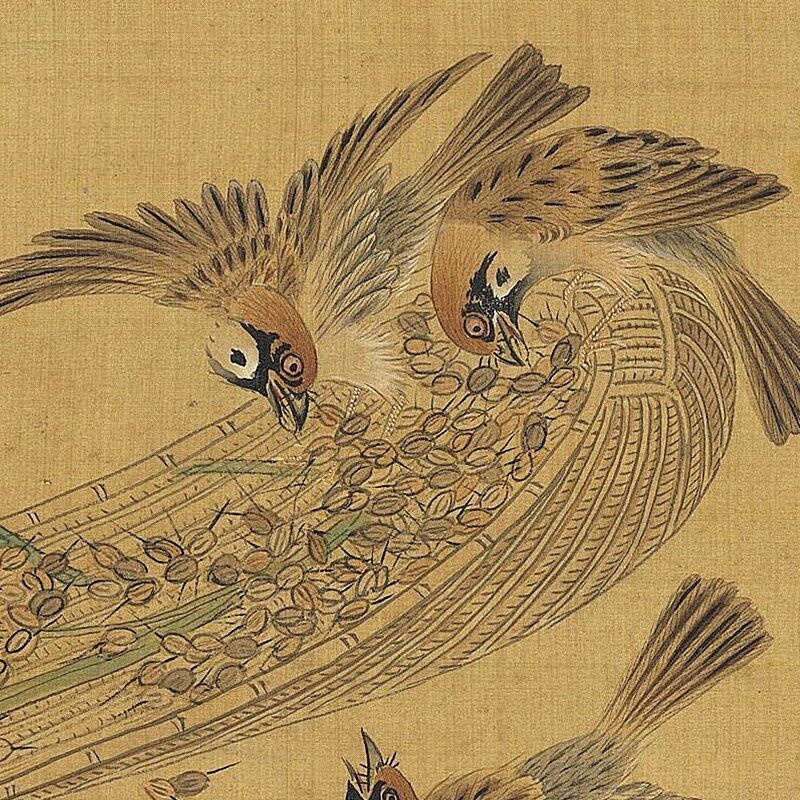 钱选花蓝图册工笔花卉传统花鸟画临摹范本仿古装饰画艺术绢布画心