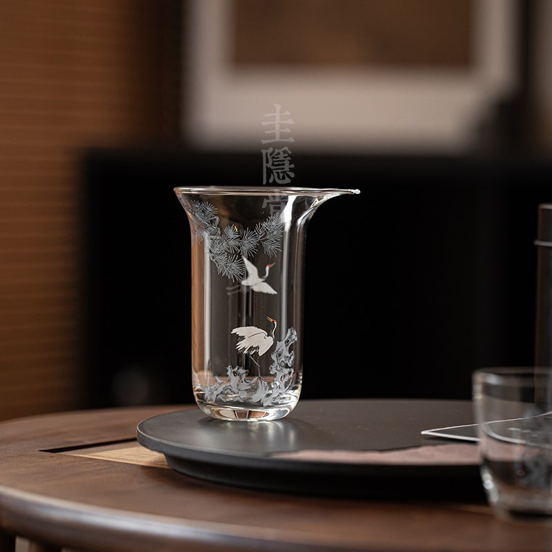 圭隐堂瑞鹤耐热玻璃公道杯中式家用公杯分茶器泡茶杯匀茶杯茶海
