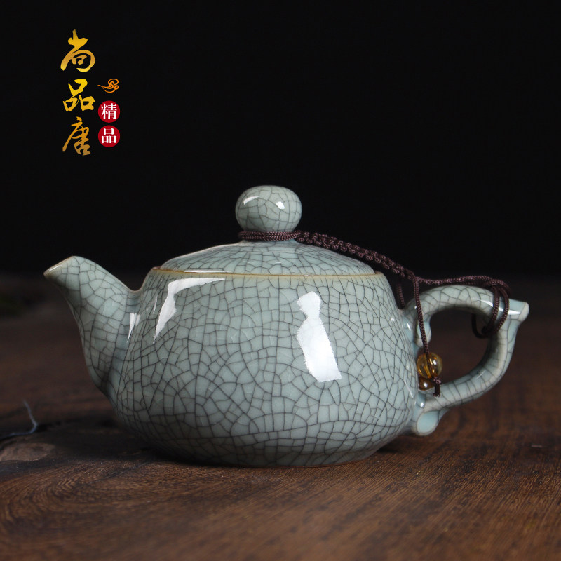 龙泉青瓷手工陶瓷哥窑茶壶功夫茶具大号单壶过滤泡茶器泡茶壶