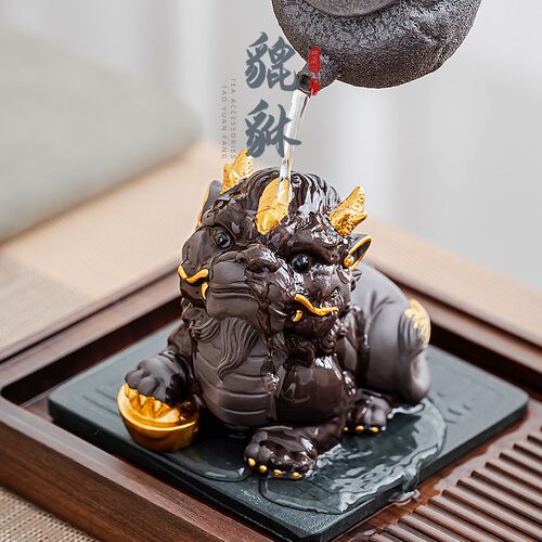 紫砂貔貅茶宠摆件精品可养一对高档茶具茶台茶桌装饰品招财茶玩
