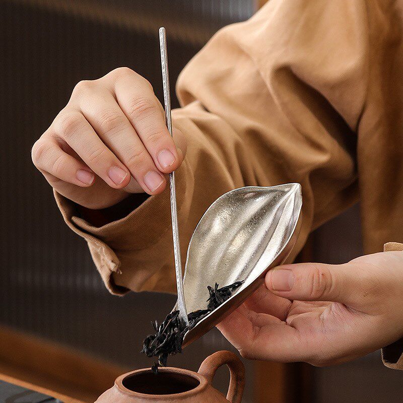 纯钛茶则茶拨两件套茶荷茶勺茶铲分茶器醒茶器茶道六君子茶具配件
