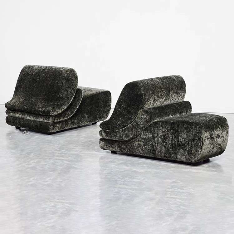 意式极简风设计师款多人布艺沙发酒店售楼部大厅休息创意新品软装