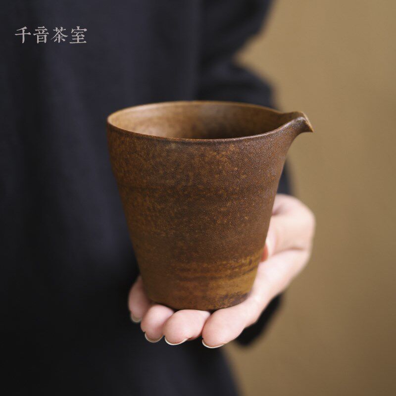 【灰念酱釉古朴公杯】手工大号单个茶海陶瓷茶具配件分茶器茶海
