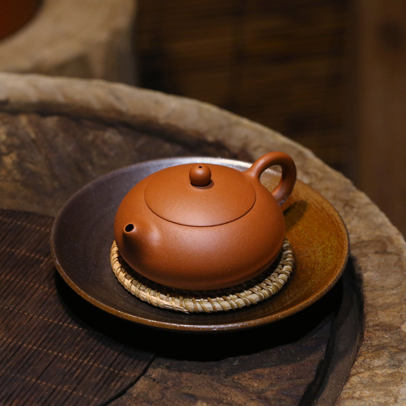 窑变粗陶大号工夫壶承圆盘养壶垫浅盘存水茶托干泡陶瓷茶具垫家用