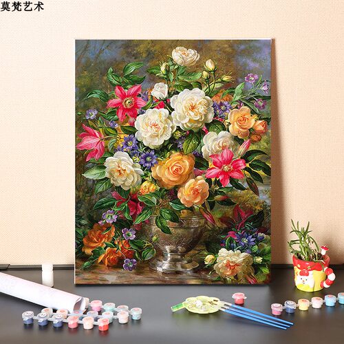 数字油画diy手工填充欧式复古伊丽莎白女王花客厅装饰油彩画画