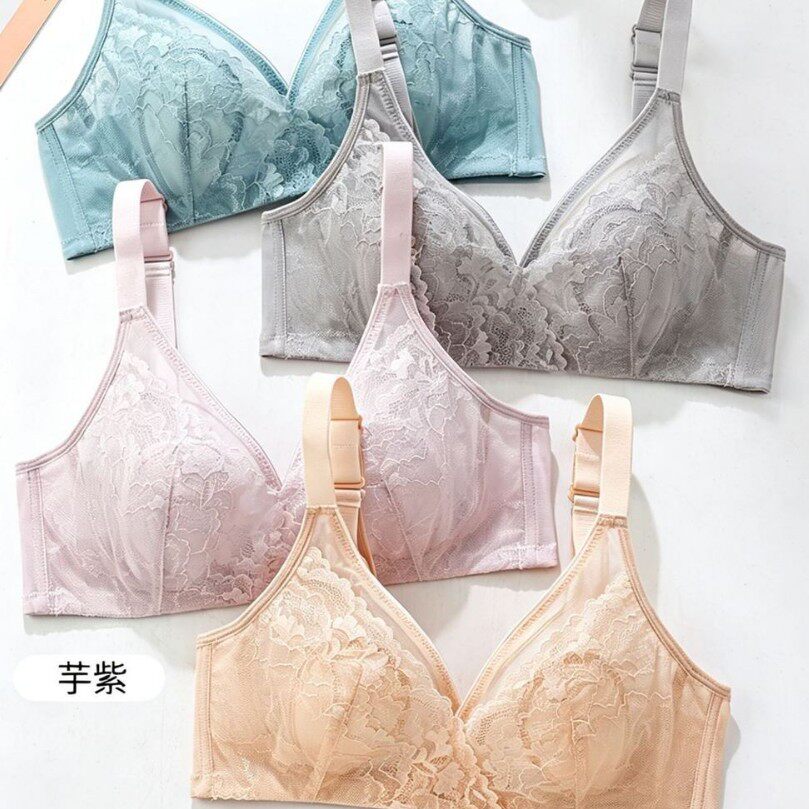 兔耳朵水晶杯莎莎小姐调整型内衣女美背无钢圈大胸显小蕾丝文胸罩