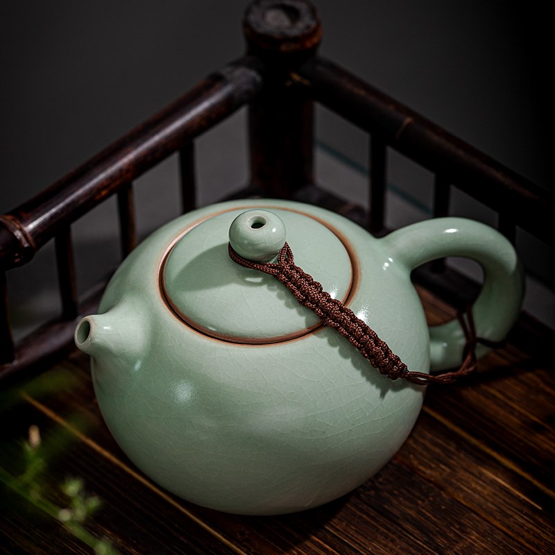汝窑茶壶小号单壶开片可养陶瓷功夫茶具中式家用泡茶器过滤西施壶