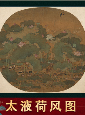 南宋 冯大有 太液荷风图 名家花鸟工笔画学习临摹底稿客厅装饰画