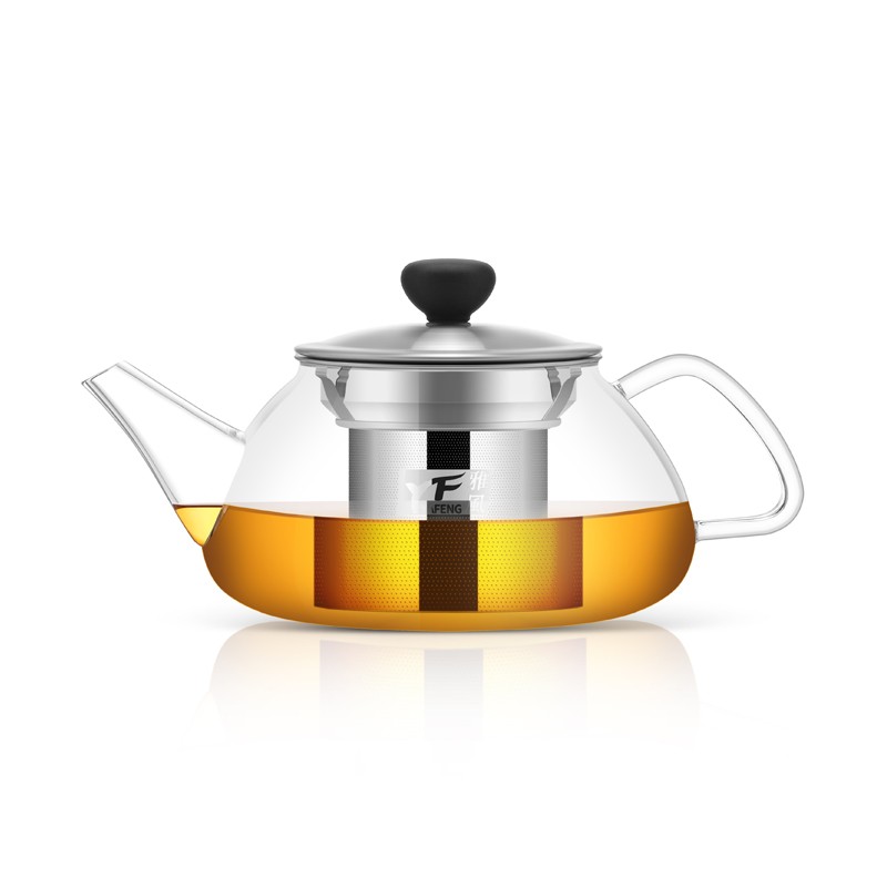 雅风东坡壶 玻璃泡茶壶 加厚耐高温花茶壶 不锈钢过滤茶具