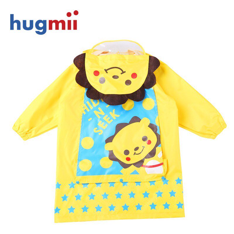 hugmii儿童雨衣男童女童雨衣透气小孩宝宝雨披带书包位学生雨衣