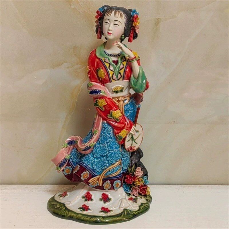 石湾公仔陶瓷红楼梦仕女手工摆件家居装饰十二金钗贾巧姐人物摆件