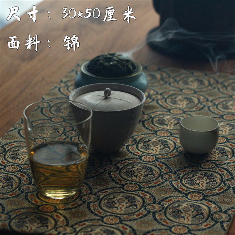 礼品织锦茶席蜀锦茶垫复古文艺素雅茶道零配桌旗干泡席方茶布桌垫