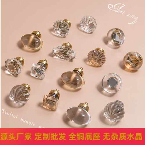 ft水晶鸽子蛋透明色意大利橱柜子衣柜门把手轻奢现代香槟小拉