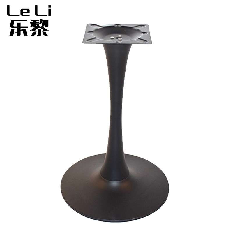 郁金香喇叭盘桌脚金属铁艺黑白色小蛮腰洽谈桌腿北欧风茶几脚支架