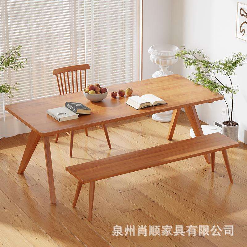 实木餐桌椅组合日式樱桃木餐桌松木工作台鲸鱼餐桌小户型吃饭桌子