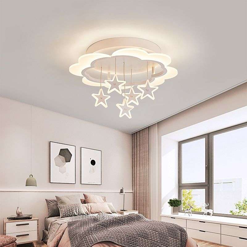 主卧室灯led简约现代花型男女孩星星吊饰网红灯儿童房间吸顶灯具