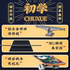 贵派仕儿童初学者PU四轮闪光超酷滑板青少年成人专业双翘板枫木板