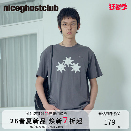 NICEGHOSTCLUB2026年夏季男女同款宽松时尚街头印花短袖T恤