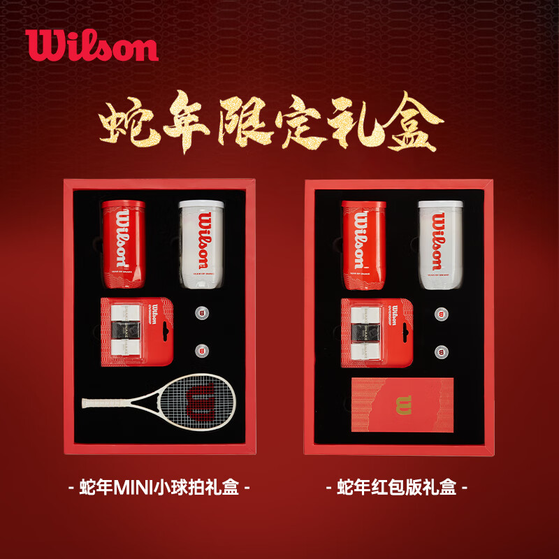 Wilson/威尔胜蛇年限定系列网球礼盒避震器吸汗带红包罐装网球