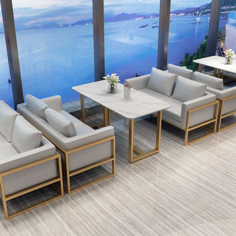 北欧酒吧清吧卡座沙发休息区休闲会客商用皮革沙发茶餐厅餐桌椅