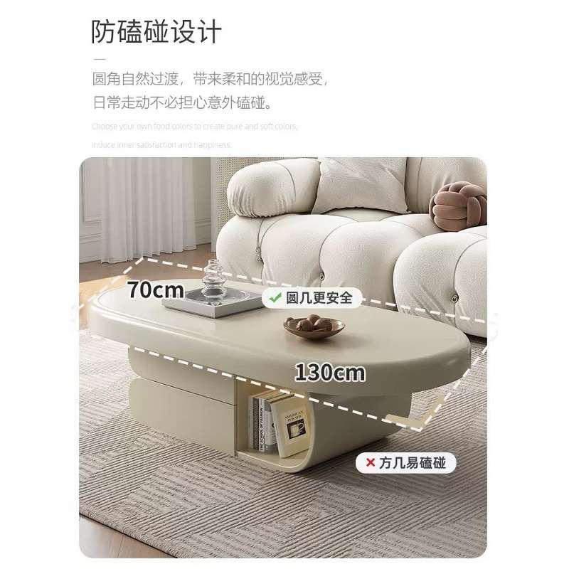 白色亮光岩板茶几组合家用客厅轻奢网红简约大理石电视柜