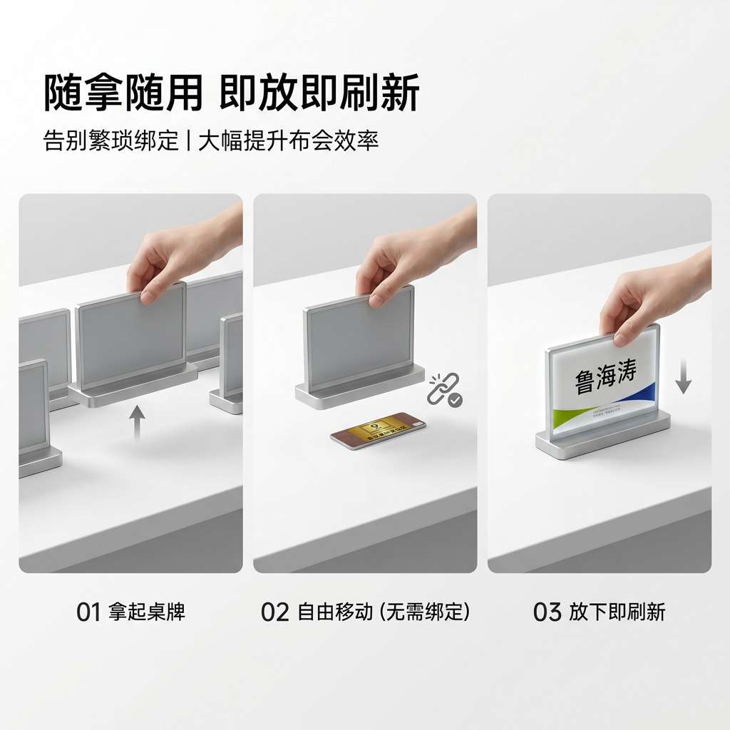步频 电子桌牌墨水屏双面E6彩屏智能桌签席卡席位卡座位牌姓名牌