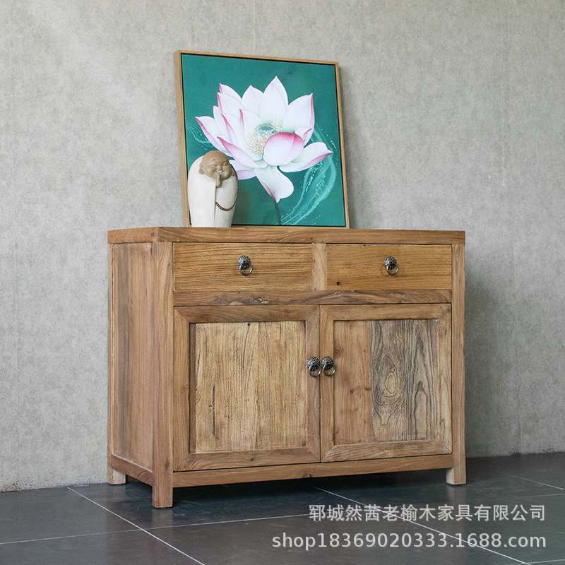 复古怀旧老榆木茶水柜家居客厅靠墙水桶收纳柜禅意可移动烧水柜