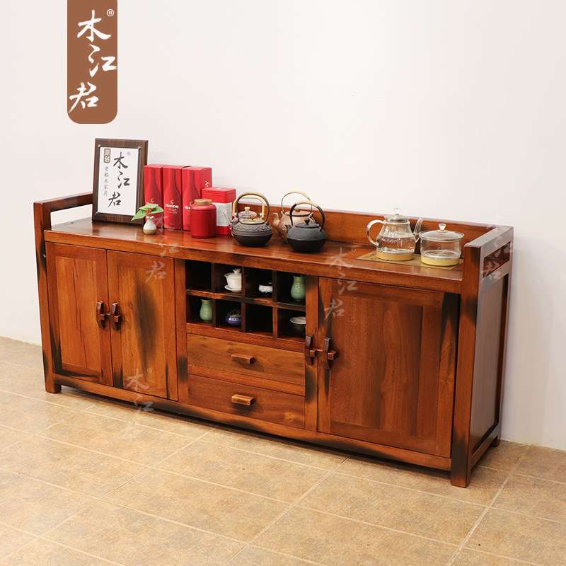 老船木餐边柜侧柜中古实木茶水柜收纳储物酒柜斗柜子入户玄关柜子