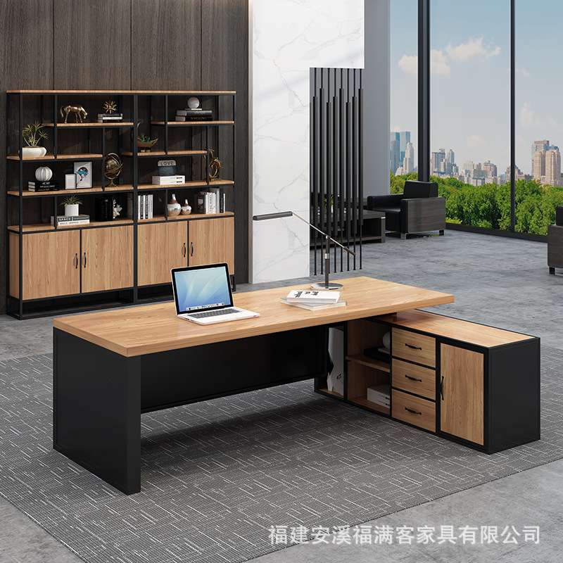 单人纯实木总裁桌 简约大气老板经理办工桌 家用书房工作室电脑桌