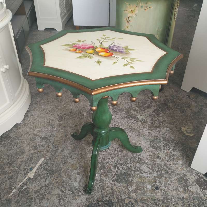 美式彩绘家具客厅边几角几沙发旁边桌法式实木小茶几复古工厂
