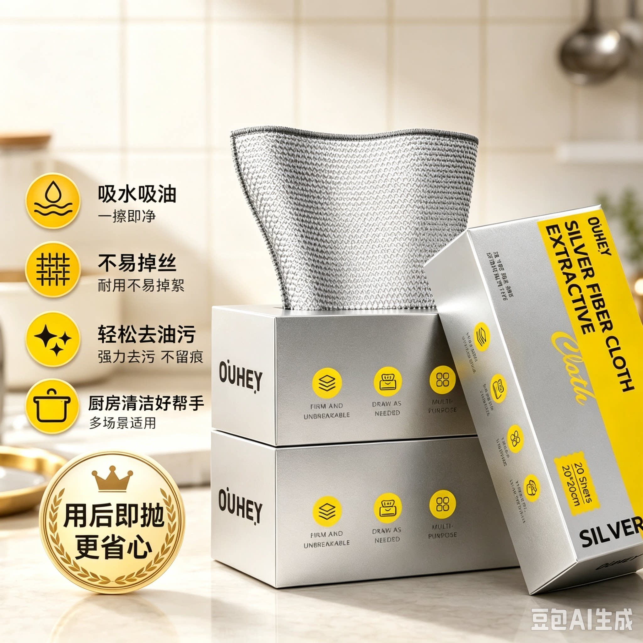 【下单立减50】银丝抹布洗碗巾厨房专用抽取式双层加厚银丝抹布CZ