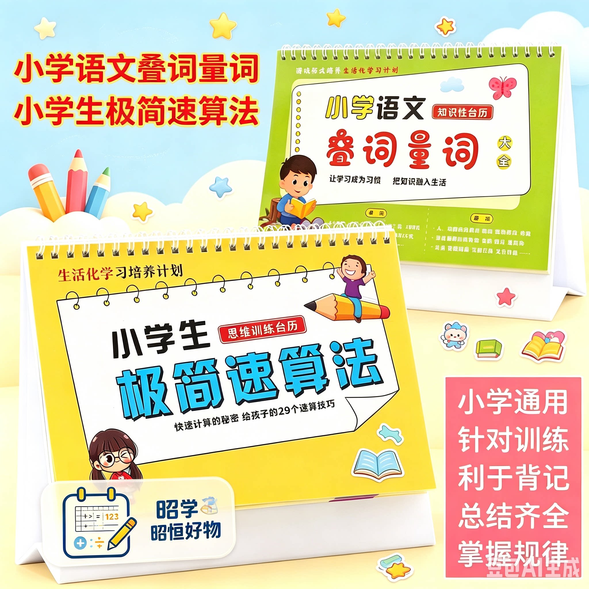 小学数学公式图表大全小学生思维训练极简速算法台历学习本册YS
