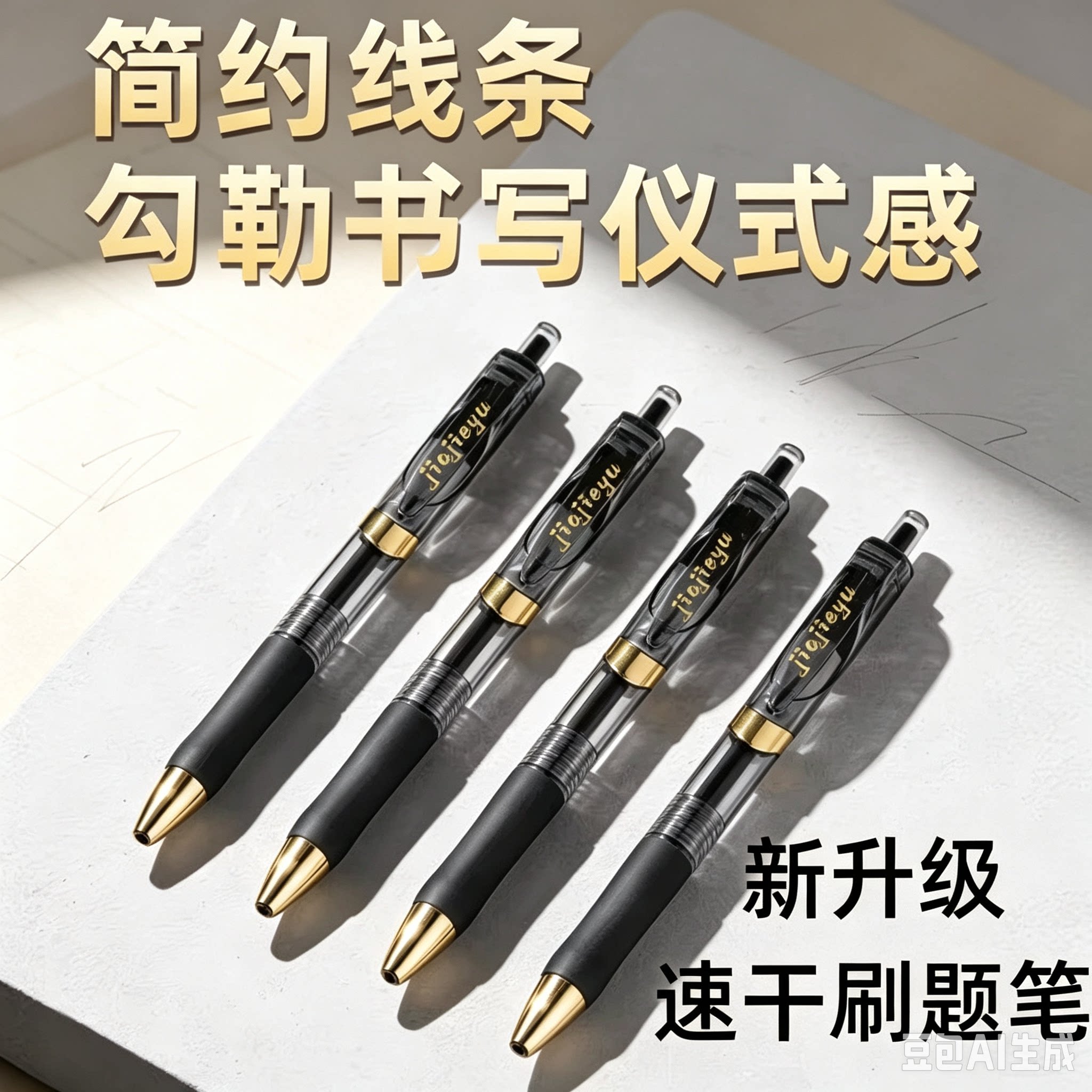 K35小金戒按动中性笔中小学生专用ST笔头0.5mm考试碳素黑笔YS2