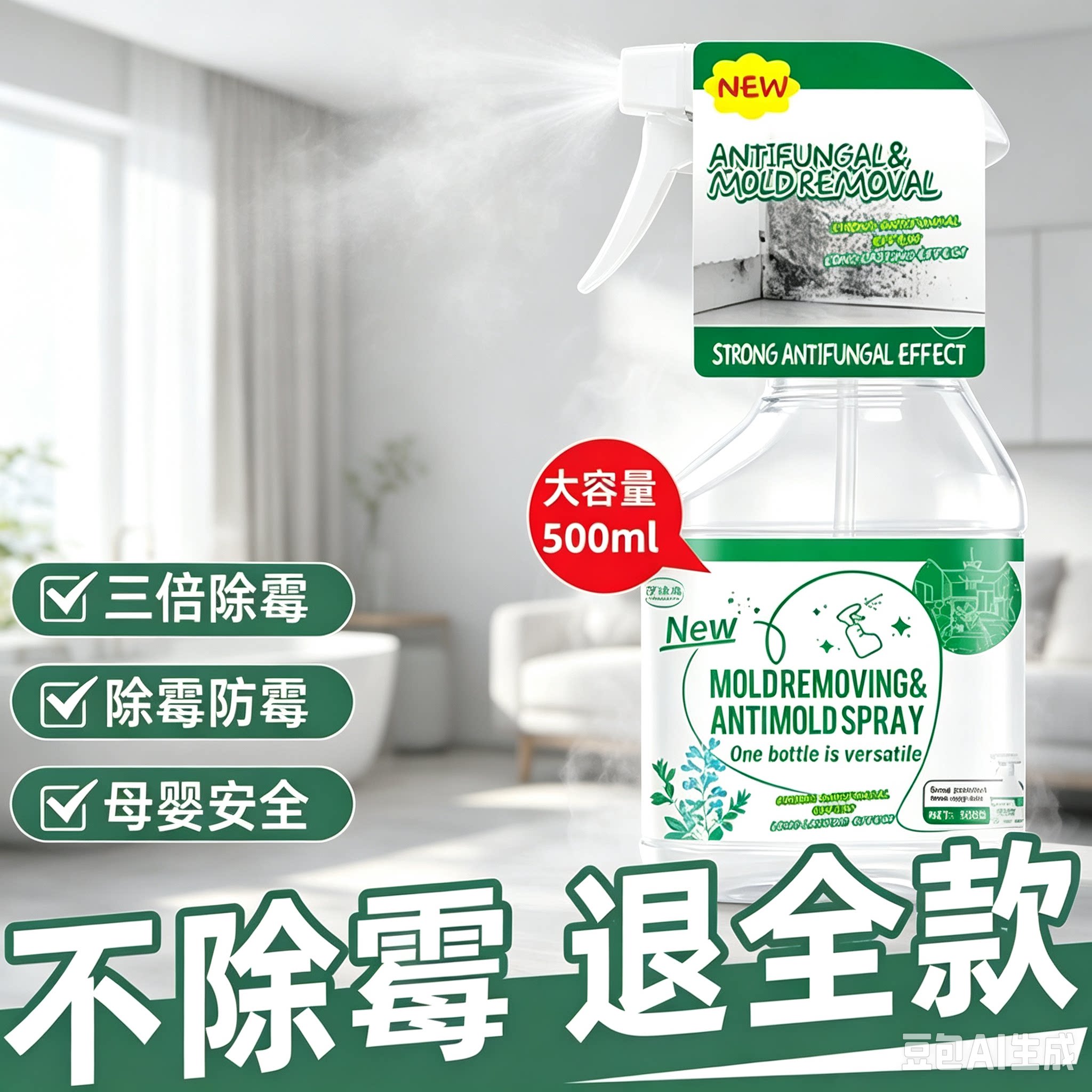 厨卫防水家用除霉神器免刷免擦墙面衣柜黑霉清除卫浴防潮防霉CZ2