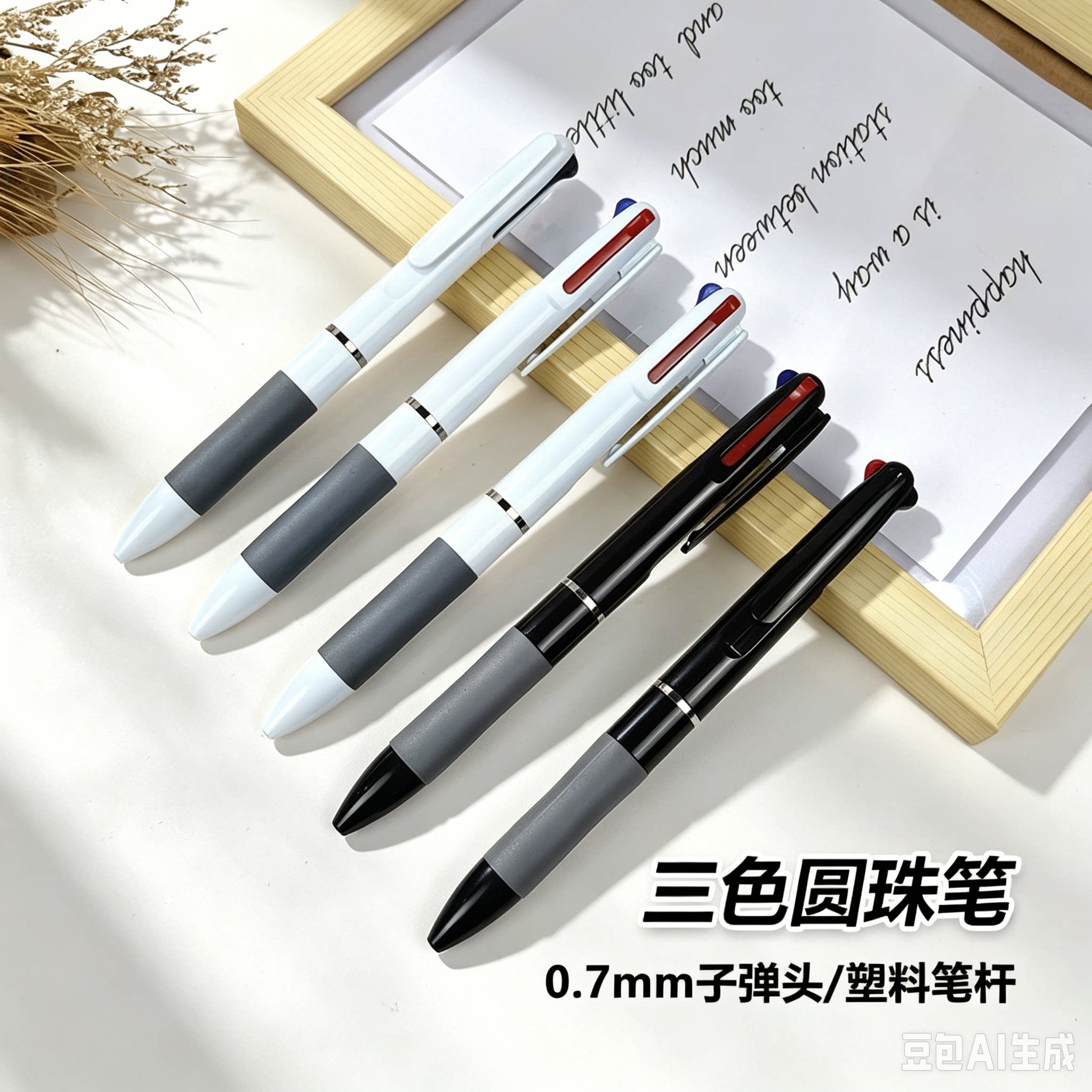 三色按动中性笔速干顺滑学生考试刷题做笔记专用签字笔CZ
