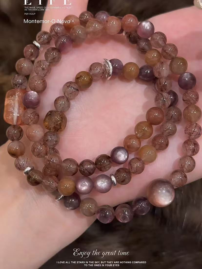 一念绯红红兔毛轻奢精致叠戴女生节日首饰过节日饰品天然水晶手串