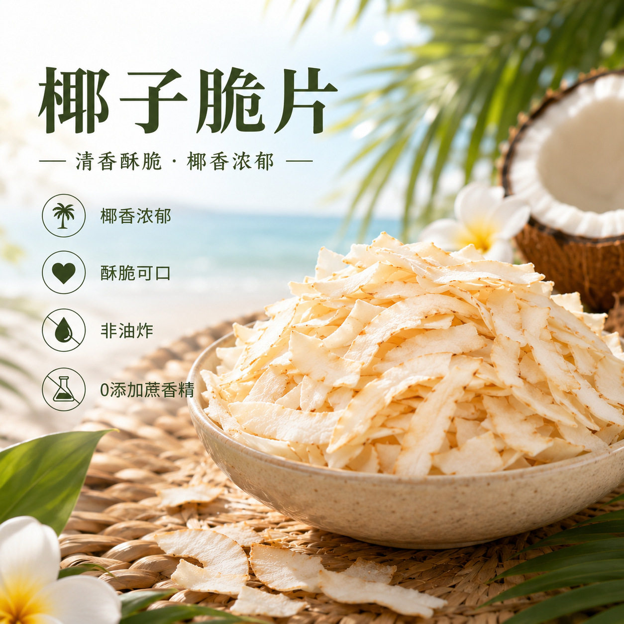 椰满满椰子片boonboon椰子片 香脆40g*3袋原味冬阴功味巧克力脆片