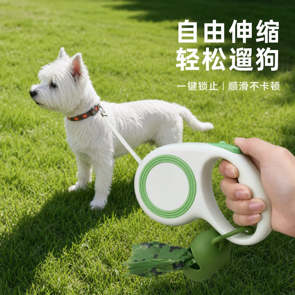 伸缩牵引绳幼犬博美泰迪边牧金毛图片