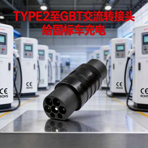 新款EV汽车欧标转国标转接头Type2 to GBT适配器转接头