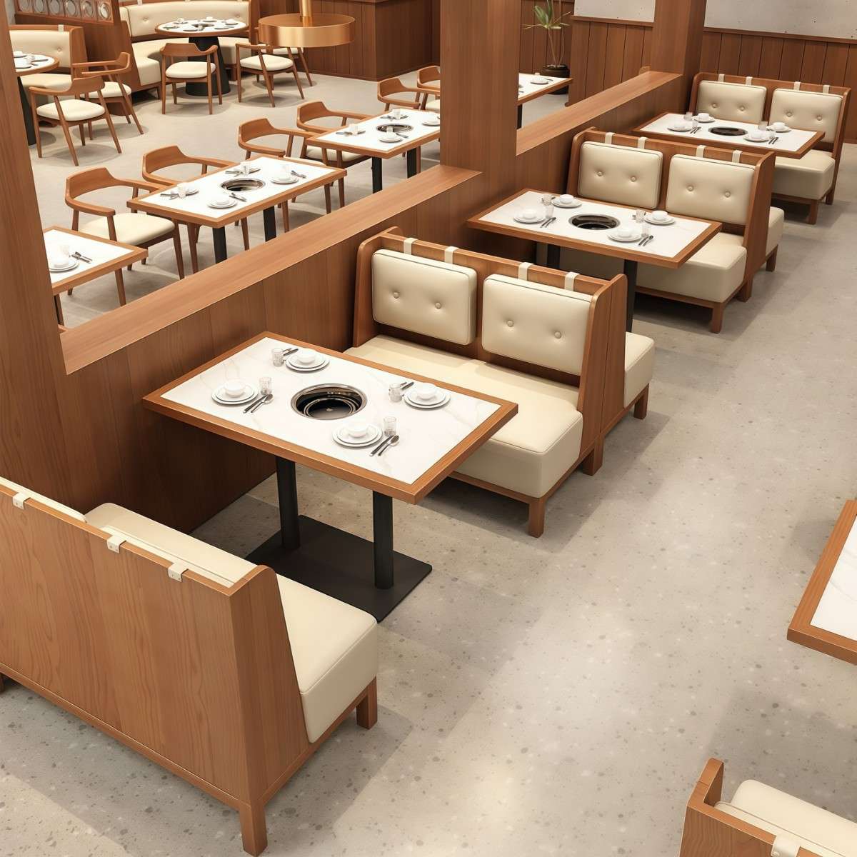 主题餐厅火锅店桌椅沙发茶餐厅烤鱼餐厅茶楼卡座餐饮饭店桌椅套装