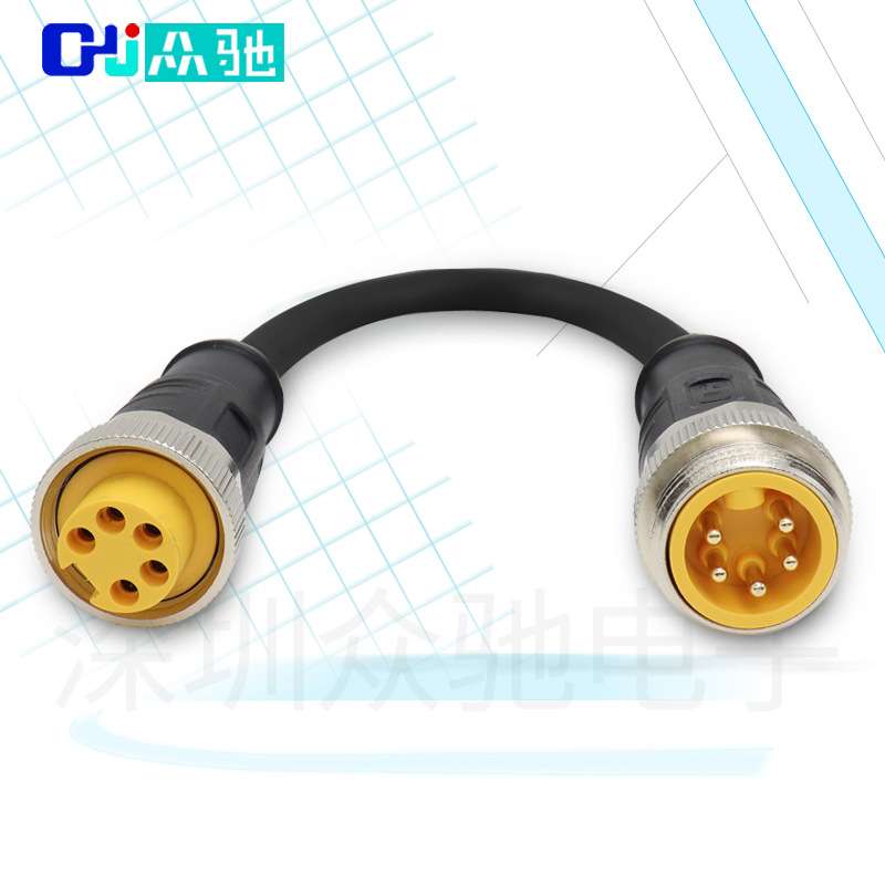 7/8连接器电缆延长线航空插头防水连接器带线公母转接头4 5 6芯