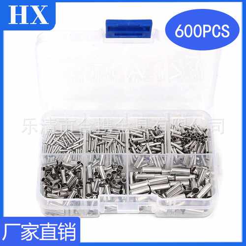 热卖 600pcs盒装管型裸端子EN组合 按压线焊接裸中接管端现货