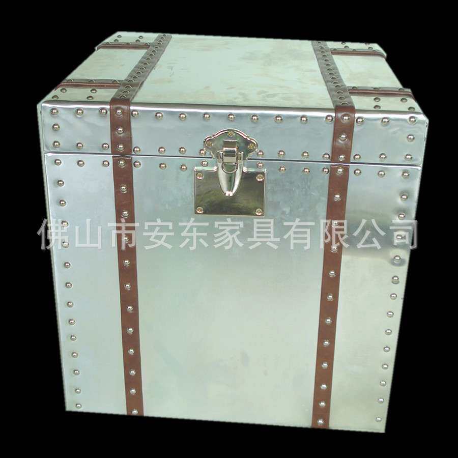 复古loft工业风格床头柜家具金属柳钉太空铝箱式小茶几创意电话几