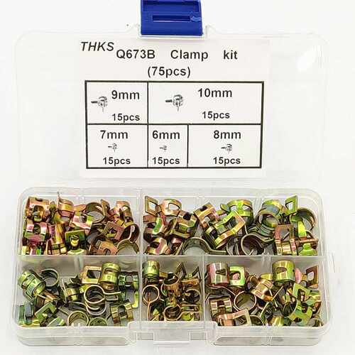 75pcs/盒 6-10mm 弹性卡箍软管夹日式喉箍 CPU燃油管夹