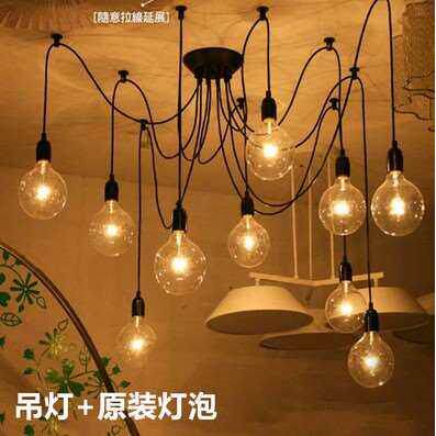 覆古饭厅服装店多头蜘蛛灯办公室客厅创意天女散花吊灯工业loft灯