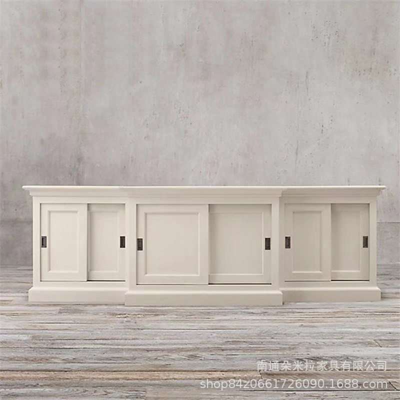 外贸出口美式乡村实木电视柜现代简约客厅落地展示柜视听柜