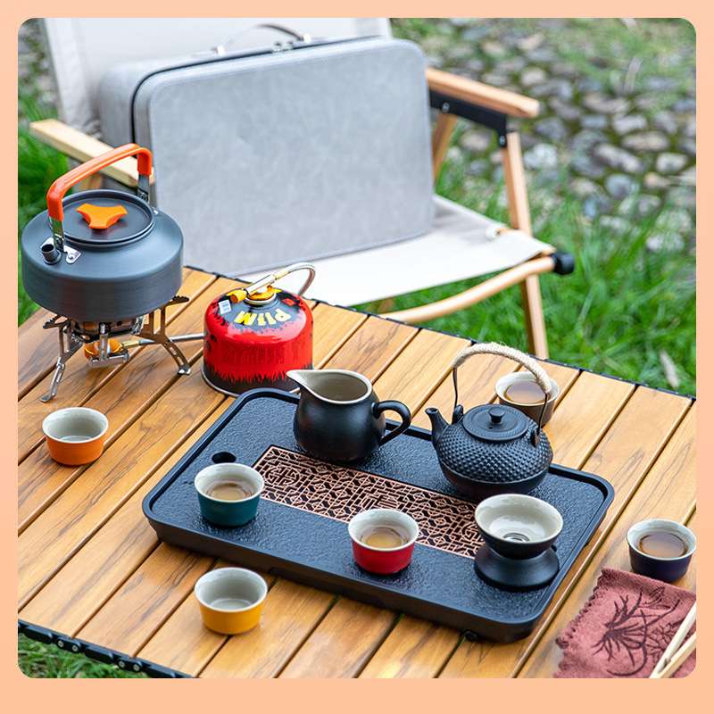 ?户外旅行茶具套装泡茶装备带烧水炉便携式车载露营煮茶炉全