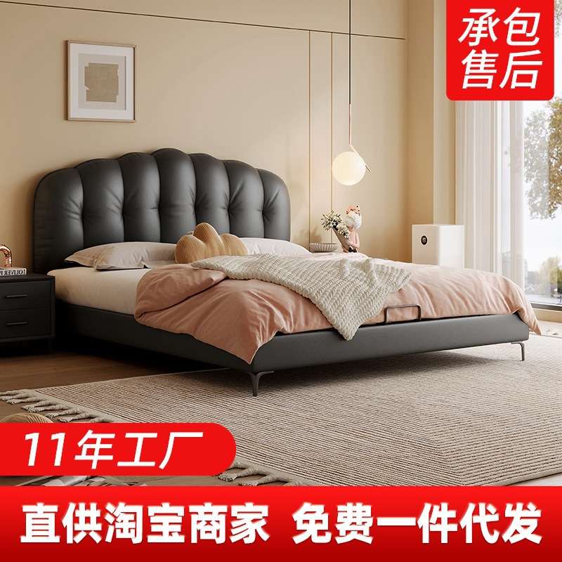 厂家 三防床垫现代简约皮床主卧1.8米床垫1.5弹簧床收纳
