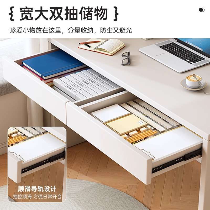 实木书桌儿童学习桌学生家用写字桌简易现代房间带抽屉长条桌子