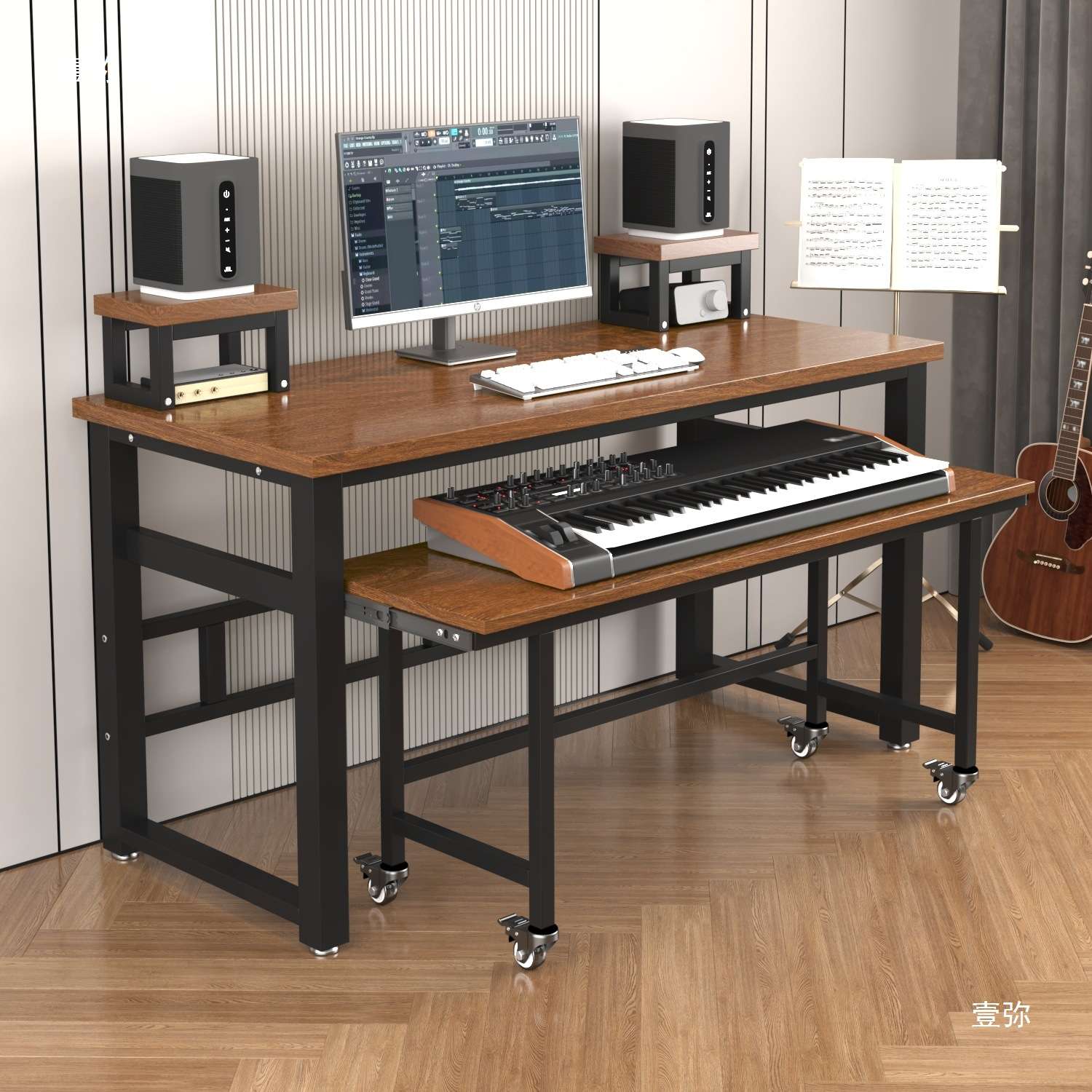电钢琴电子琴桌编曲工作台古琴桌midi键盘桌琴架调音台音乐制作桌